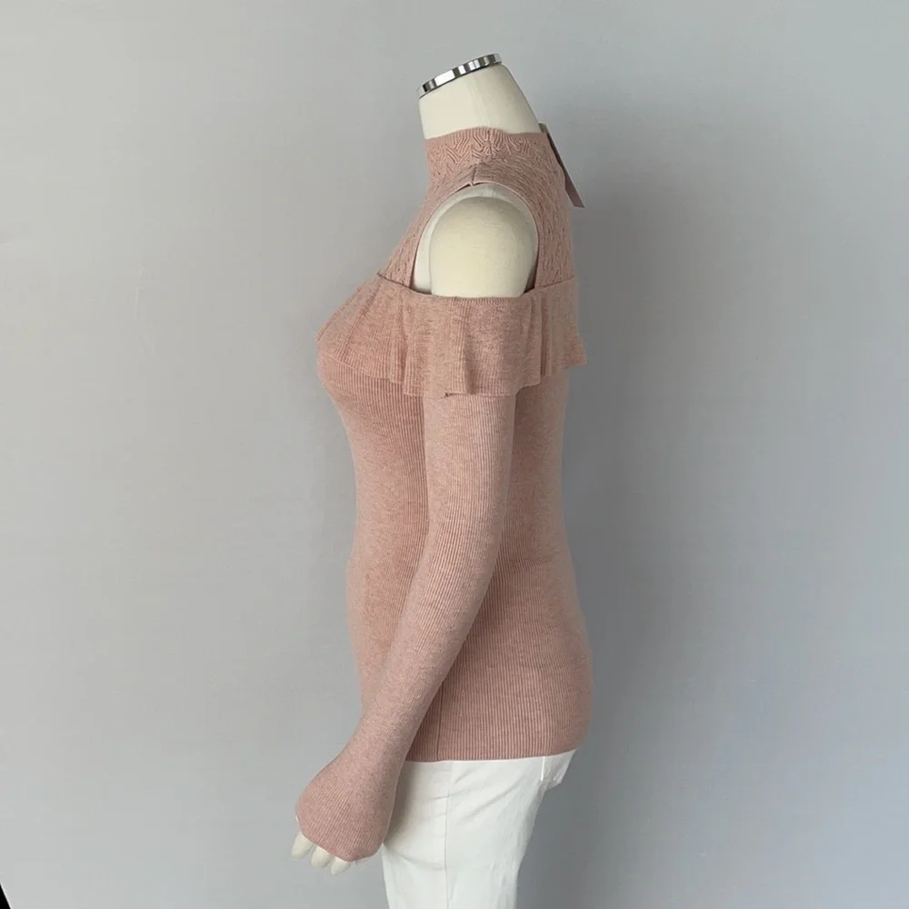 NWT WHBM Cold Shoulder Mock Neck Sweater XS - Picture 5 of 16